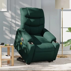 Poltrona Alzapersona Massaggiante Verde Scuro İn Tessuto /