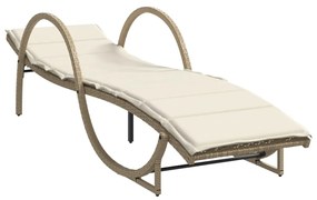 Lettino prendisole con cuscini beige 60x199x42 cm polyrattan