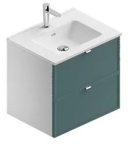 Mobile sottolavabo e lavabo Quadra per vasca centrale bianco-mirto in mdf L 60 x H 57 x P 46 cm 2 cassetti