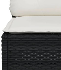 Set divani da giardino 5 pz con cuscini in polyrattan nero