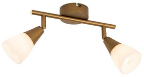 Faretto da soffitto classico oro con vetro satinato 2 luci - Madi