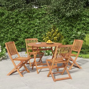 Set Da Pranzo Per Giardino 5 Pz İn Legno Massello Di Acacia /