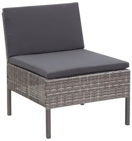 Set Divani da Giardino 3 pz con Cuscini in Polyrattan Grigio