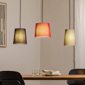 Lindby Lampada a sospensione Amilia, tessuto, a 3 luci, rosso/grigio/nero