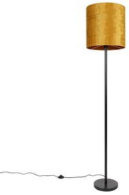 Lampada da terra classica con paralume nero oro 40 cm - Simplo