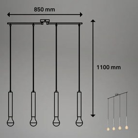 Briloner - Lampadario a sospensione con filo LONGA 4xE27/60W/230V argento