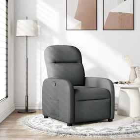Poltrona Reclinabile İn Tessuto Grigio Scuro /