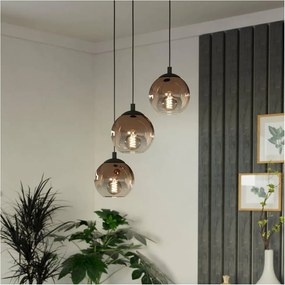 Eglo 901925 - Lampadario a cavo ARISCANI 3xE27/60W/230V nero/beige/fumé