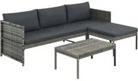 Set Divani da Giardino 3 pz con Cuscini in Polyrattan Grigio 313135