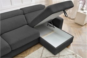 Divano angolare in grigio scuro allungabile (con composizione variabile) con rivestimento in velluto a coste Monaco – Bobochic Paris