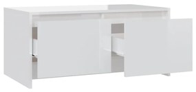 Tavolino da Salotto Bianco Lucido 90x50x41,5 cm in Truciolato