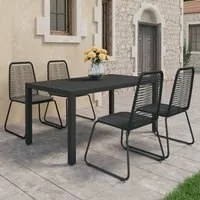 Set da Pranzo da Giardino 5 pz in Rattan PVC Nero 3060120