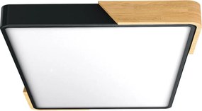 Plafoniera LED Rettangolare 30W CCT 60x40cm Legno/Nero
