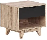 Comodino in legno chiaro con 1 cassetto Nero 46 x 50 cm minimalista scandinavo