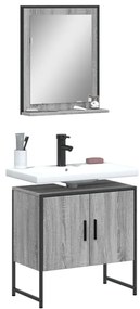 Set mobili da bagno 2 pz grigio sonoma in legno multistrato