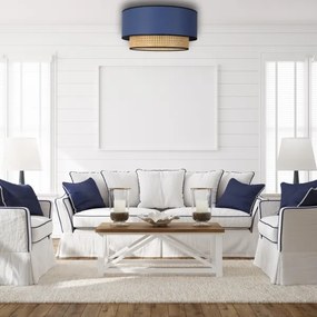 Duolla - Plafoniera BOHO 1xE27/15W/230V diametro 45 cm blu/rattan