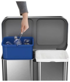 Bidone a pedale in acciaio inox per rifiuti differenziati 58 l Dual - simplehuman