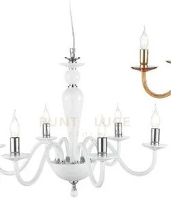 Lampadario paganini 12 luci bianco cromo attacco e14 d.84cm
