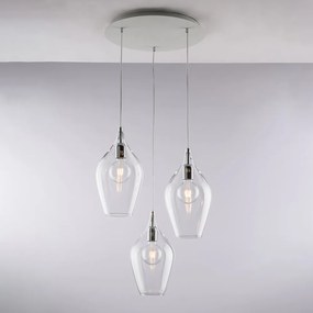 Lampadario Moderno Ares Trasparente 3 Luci E27