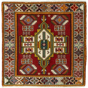 Shiraz Tappeto 60 x 60 Rosso (Iran) Annodato A Mano