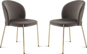 Sedia in velluto Grigio con struttura in metallo Oro MEGAN 2 sedie