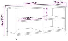 Mobile Porta TV Grigio Sonoma 100x40x50 cm in Legno Multistrato