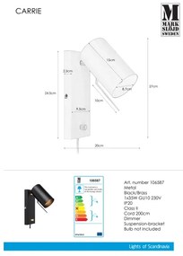 Markslöjd 106587 - Applique dimmerabile CARRIE 1xGU10/35W/230V nero