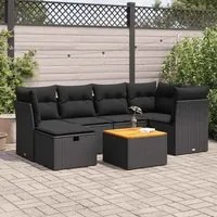 Set Divani da Giardino con Cuscini 7pz Nero Polyrattan 3325758