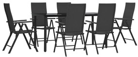 Set da pranzo da giardino 7 pz nero in polyrattan