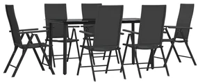 Set da pranzo da giardino 7 pz nero in polyrattan