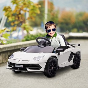 Macchina Elettrica per Bambini 12V con Licenza Lamborghini Aventador SVJ Roadster Bianco...