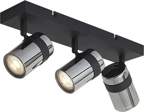 Faretto da soffitto nero con vetro fumé 3 luci orientabile e inclinabile - Gianni