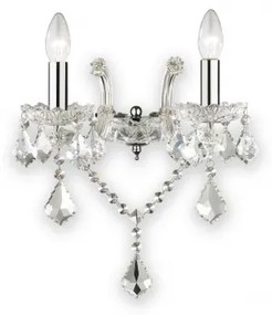Ideal Lux -  Applique FLORIAN AP2  - Applique con bobeches e corpo luce in vetro decorato: lampada da parete in stile veneziano, con decorazioni in cristallo molato. Montatura: metallo.