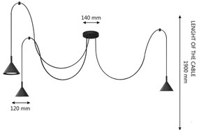 Lampadario a sospensione con filo ETNA 3xGX53/10W/230V ragno nero