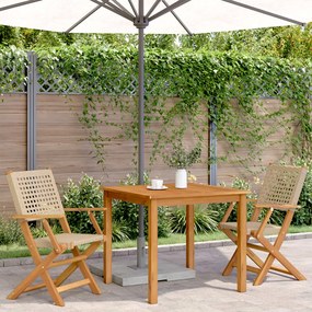 Sedie da giardino 2 pz beige legno massello acacia e polyrattan