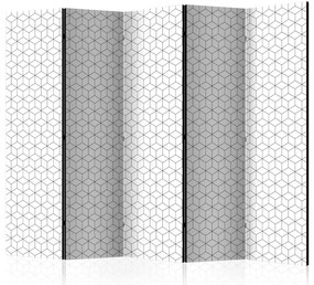 Paravento Cubi - texture II (5 parti) - disegno geometrico in bianco e nero