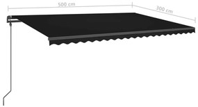 Tenda da Sole Retrattile Automatica con Pali 5x3 m Antracite