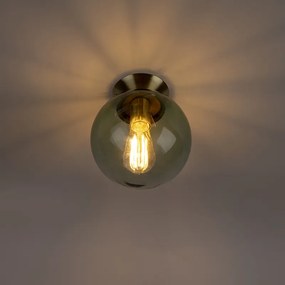 Plafoniera Art Déco in ottone con vetro verde - Pallon