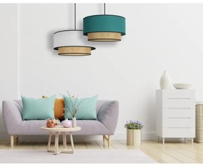Duolla - Lampadario a sospensione con filo BOHO 1xE27/15W/230V diametro 45 cm turchese/rattan
