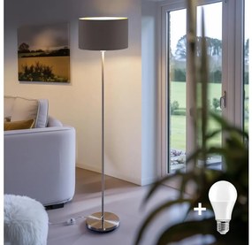 Lampada da terra LED TUNJA 1xE27/20W/230V Ø 38 cm cromo opaco/marrone