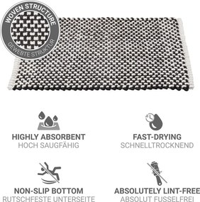 Tappetino per il bagno bianco e nero in tessuto 50x80 cm Covelo – Wenko