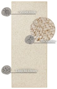 Passatoia color crema-beige 80 x 200 cm Wolly - BT Carpet