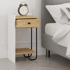 Comodino in rovere bianco/naturale con mensole Mercure - Marckeric