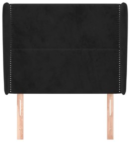 Testiera ad orecchio nera 103x23x118/128 cm in velluto