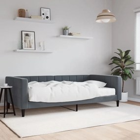 Divano Letto Con Materasso Grigio Scuro 100x200 Cm İn Velluto /