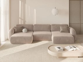 Divano panoramico Tonale 5 posti con vano contenitore in tessuto strutturato – L362x149 cm