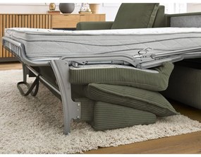 Divano angolare verde allungabile (con composizione variabile) con rivestimento in velluto a coste Augustin – Bobochic Paris