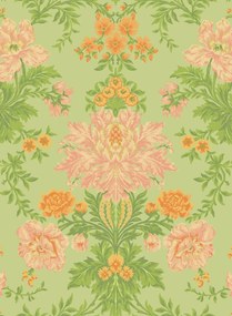 Cole & Son Carta da parati Poppies - Peach/ Marigold and Grass on Soft Green