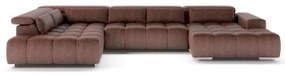 Divano angolare a U TROPEA sinistro con poggiatesta, marrone