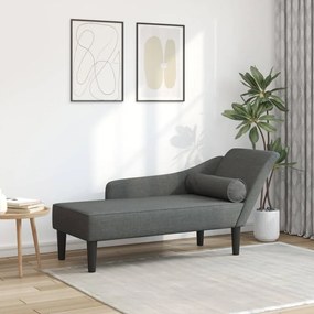 Chaise Longue Con Cuscini Grigio Scuro İn Tessuto /
